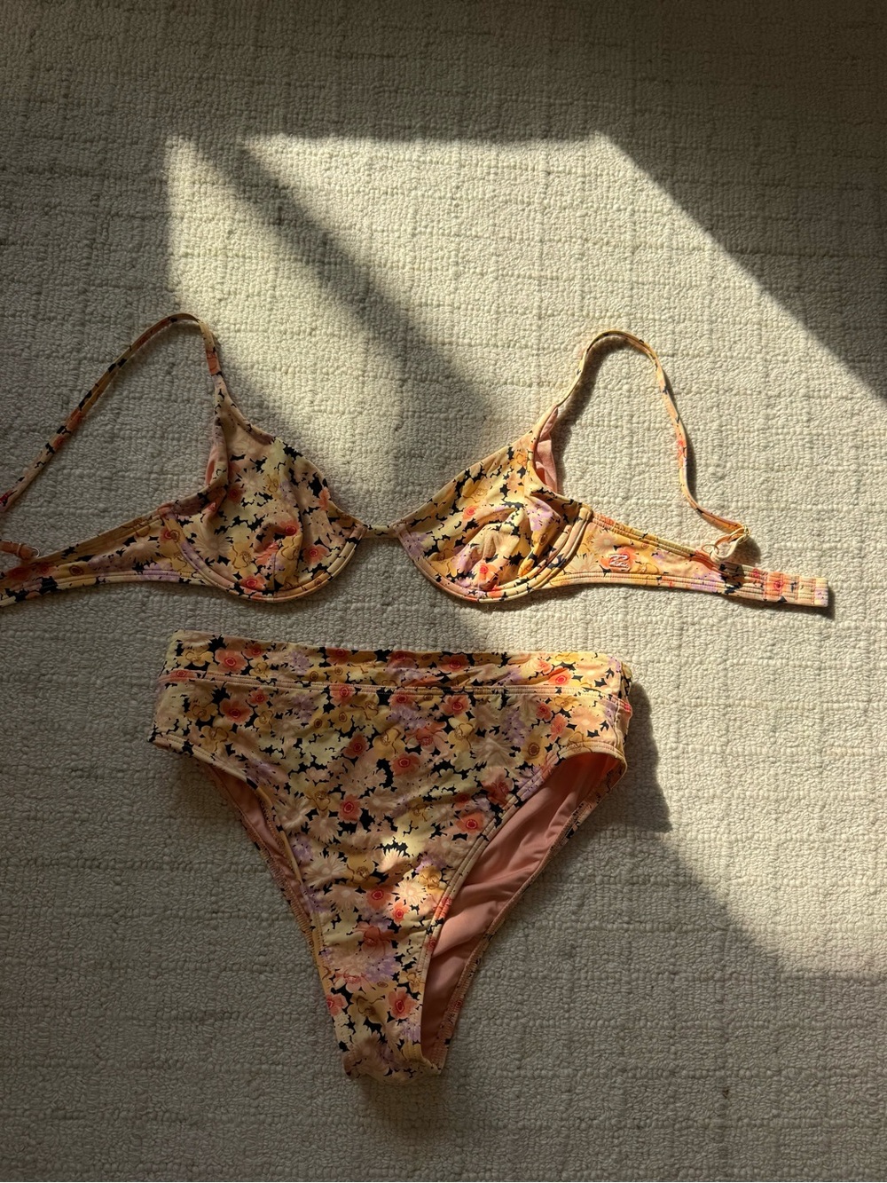 Billabong Yellow Floral Underwire Bikini Set